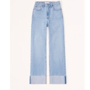 Abercrombie High Rise 90s Relaxed Jeans with CUFF medium wash
